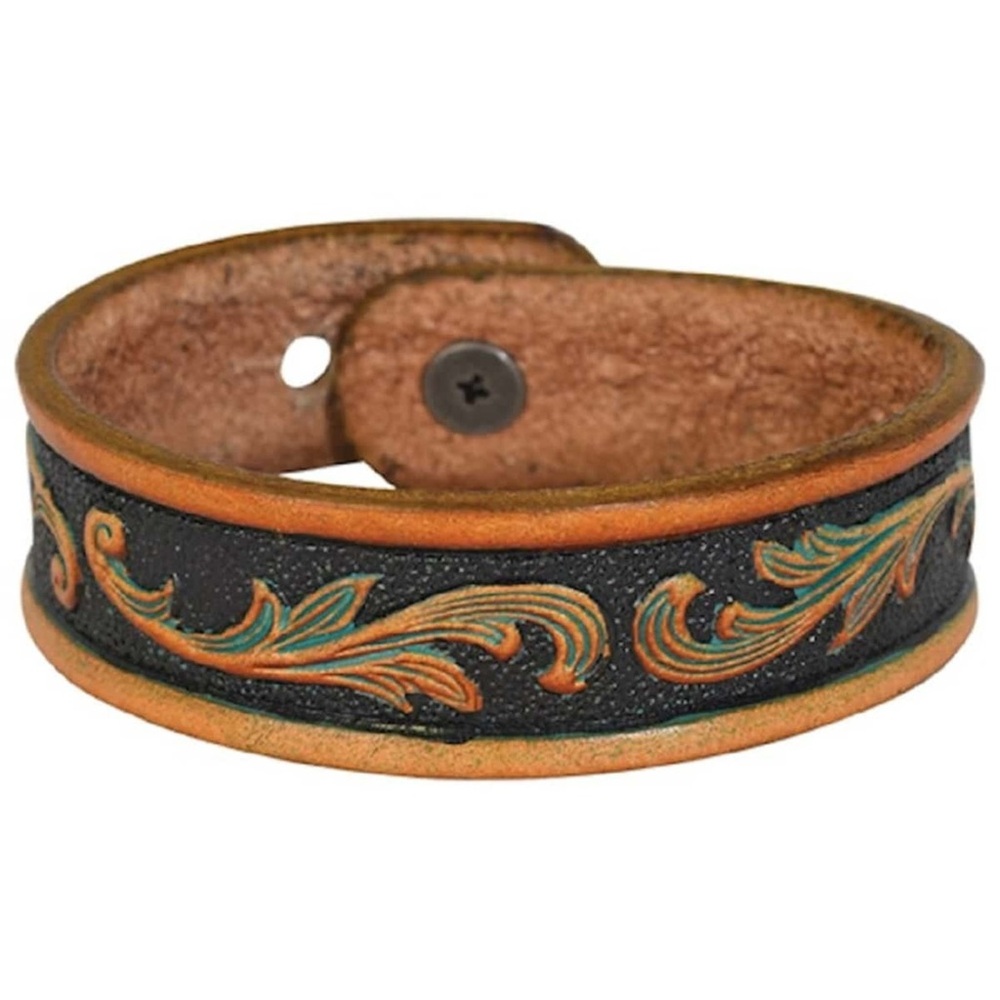 Justin Justin Tooled Gold Brown genuine Leather Bracelet 22129BJ2 NWT